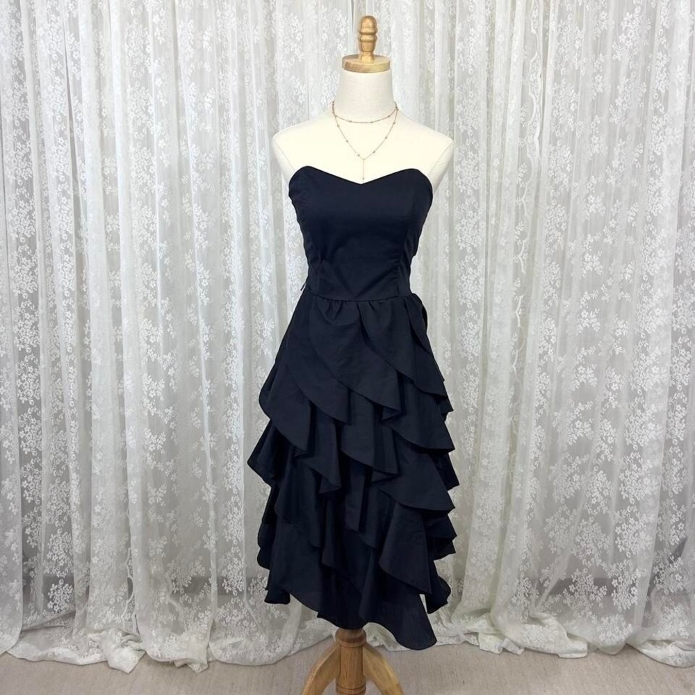 Vintage Annie‎ Rose Whimsigoth Corset Strapless Black Midi Dress-Goth Fairy MUSA